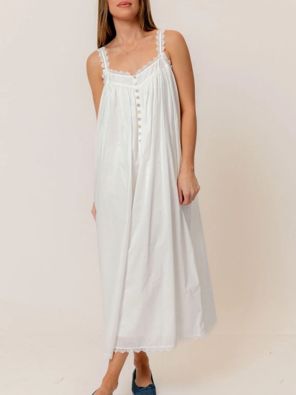 Worth Collective Reese 100% Cotton House Dress in Ivory - Bump Friendly